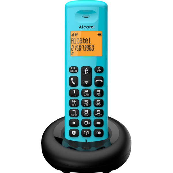 Alcatel E160 Blue Cordless DECT Phone with Blocking Unwanted Calls, Large Orange Backlit Display, Easy to Read, Classic and Polyphonic Ringtones