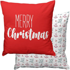 SeeSee Cushion Covers Christmas Sofa 40 x 40 cm Cushion Covers Christmas Polycotton Bed Linen Sofa Cushion for Christmas Decoration House Made in Italy Back White with Lettering Happy New Year