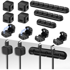 Kabelhalter-Clips, magnetische Schreibtisch-Kabel-Clips, Silikon, selbstklebend, Kabel-Organizer für USB-Ladekabel, PC, Büro, Zuhause, Schreibtischzubehör (schwarz), 11 Stück