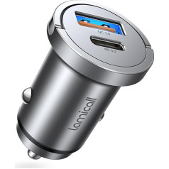 Lamicall 2 x 45 W Cigarette Lighter USB C Car Charger - [2024 Super Mini All-Metal] 24 V/12 V USB Adapter Car with 45 W USB C & USB A Quick Charger, PD & QC3.0 Car Charger for iPhone 16/15/14