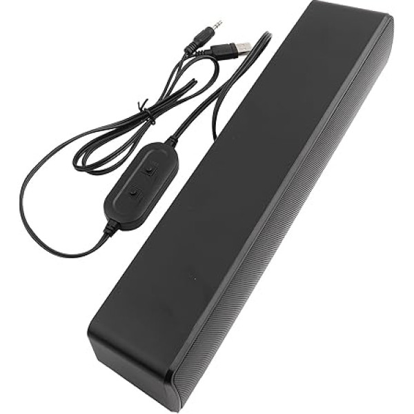 EIMSOAH USB Cable Stereo Soundbar, Music Player, Bass Surround Soundbox, 3.5mm Input, 3D Stereo Sound with Wide Compatibility, Volume Control, Classic Appearance