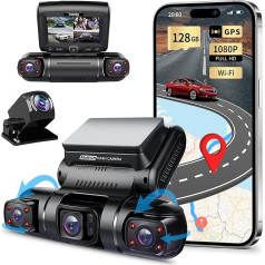 Yabdbg 4 Lens Dash Cam Quad 4 x 1080P Front, Left, Right and Rear Car Camera with GPS WiFi 24/7 Parking Mode, FHD Infrared Night Vision Dash Cam Car, 150° Wide Angle WDR 3 Inch TFT Free 128GB D70