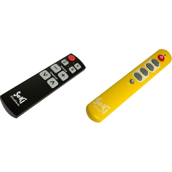 Seki Medium Learning Universal Remote Control Black & Slim Yellow Learning Universal Remote Control with Large Buttons for Seniors + Children