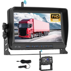 Rimoody Wireless FHD 1080P Reversing Camera Set with 7 Inch IPS Monitor & IP68 Waterproof Night Vision Backup Camera Stable Digital Signals 150° Wide Angle Reversing Camera Set for Van, Car, Truck,