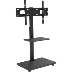 XTRARM Delphos Mobile TV Stand Rollable with Wooden Base, TV Stand for 32-70 Inch TVs up to 45 kg, Height Adjustable up to Approx. 130 cm Rotatable ± 25° Max. VESA 600 x 400