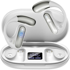 EUQQ Sports Headphones Bluetooth White - With Bluetooth 5.4 Technology, Open Design, Bone Conduction, Up to 50 Hours Playback Time, Perfect for Sports, Running and Outdoor Activities