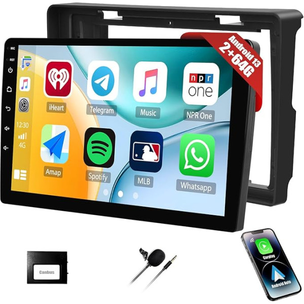 SIXWIN [2+64G] Android 13 Car Radio for Citroen Berlingo 2015-2018/Peugeot Partner 2008-2019 with Carplay/Android Auto/Mirrorlink, 9 Inch Touchscreen with WiFi GPS Bluetooth FM/RDS EQ + Canbus