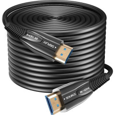 8K HDMI Fibre Optic Cable 15M 48Gbps Super High Speed AOC Light Conductor 2.1 Cable HDR eARC Dolby HDCP 2.2 & 2.3 Compatible with PS5 Xbox X Series PC HD TV/Projector/Home Cinema/TV Box/Gamebox