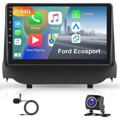 Hodozzy 2G + 64G Android Car Radio for Ford Ecosport 2013-2017 Wireless Carplay Android Car, 9 Inch Touchscreen Screen with GPS Navigation WiFi Bluetooth Mirrorlink HiFi FM RDS Canbus Reversing Camera