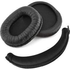 SONY MDR-7506, MDR-V6, MDR-CD900ST Headphone Replacement Ear Pad + Headband Cover / Ear Cushion / Ear Cups / Ear Cover / Earpads Repair Parts / Headband Protector (Wrinkled)