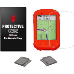 Chooee 4D Silicone Case Cover for Garmin Edge 830 Black Red Orange Blue + Screen Protector Red