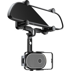 JOCOSA Mobile Phone Holder for Car, Rear View Mirror, Car Mobile Phone Holder, Multifunctional Mobile Phone Holder, 360° Rotatable and Retractable for Car Cells, Compatible with Most Smartphones