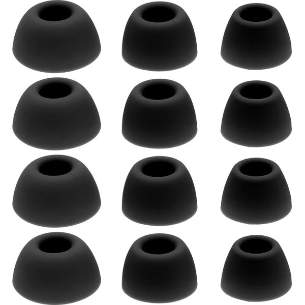 6 Pairs 4mm Silicone Earbuds Compatible with Samsung Galaxy Buds 2 Pro (SM-R510) Replacement Earphones Small Medium Large 3 Sizes Black
