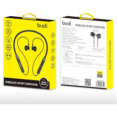 Budi Bluetooth V5.0 Wireless Sport Earphones - 18H Playtime, Audio, Comfortable Hanging Earbuds Design for Active Lifestyle