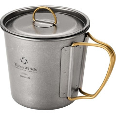 Thous Winds Titan Outdoor Mug 350 ml, Titanium Camping Mug with Lid & Folding Handles - Portable Mug Lightweight Coffee Mug for Camping, Hiking, Trekking, Cooking, Picnic