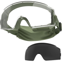 OneTigris Protective Glasses, Tactical Protective Glasses, Dustproof, Safety Glasses with CE EN166 and ANSI Z87.1, Ultravision Full Vision Glasses for Glasses Wearers, Construction Site, Laboratory,