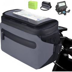 LEMEGO Waterproof Handlebar Bag Bicycle with Adapter for E Bike and Bicycle 4.5 L Bicycle Bag Front Handlebar Bicycle Handlebar Bags Mobile Phone Holder with Adjustable Touchscreen and Removable
