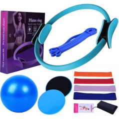 Jemora Pilates Equipment for Home Training, Pilates Ring and Ball Set, Resistance Bands and More, Perfect for Home Pilates Equipment