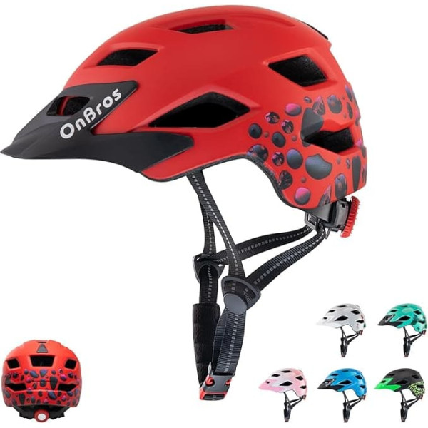 OnBros Children's Bicycle Helmet, Girls and Boys Helmet for 5-13 Years, Children's Bicycle Helmet with Visor, 50-57 cm, for Skateboarding, Scootering and Riding