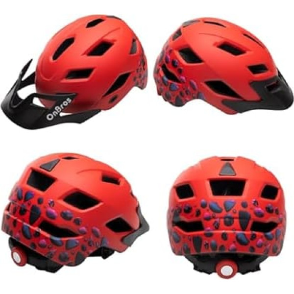 OnBros Children's Bicycle Helmet, Girls and Boys Helmet for 5-13 Years, Children's Bicycle Helmet with Visor, 50-57 cm, for Skateboarding, Scootering and Riding