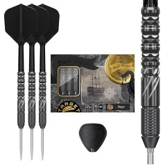 Target Lite Draco Darts 90% SP Black with 90% K-Flex Steel Tip | 21g | K-Flex Flights No. 6, 30 mm Nano Silver Tip