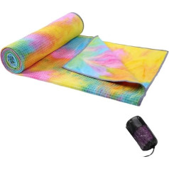 DYYEUAVT rutschfeste Yogamatte aus Baumwolle, Handtuch for Reisen, Sport, Fitness, Übungen, Yogamattenbezug mit Anti-Rutsch-Griffpunkten(Yellow)