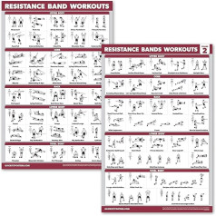 QUICKFIT 2 Pack Resistance Bands Exercise Poster Set - Resistance Tubes Workout Charts