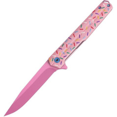 Amacigana Pink Folding Knife D2 Steel Blade with Non-Slip Handle Pocket Clip Folding Knife for Camping Hiking Survival and EDC (Pink Tip)