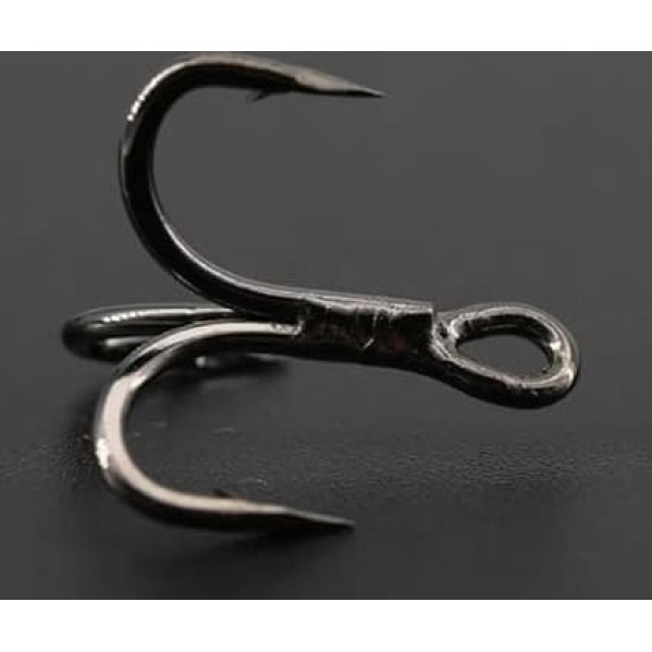 IXMLDAXD fischhaken, Angelhaken, 10 Stück, Salzwasser, starker Angelhaken, Mattes Zinn, superscharfer Drillingshaken, hochfester Haken aus Kohlenstoffstahl for den See(2)