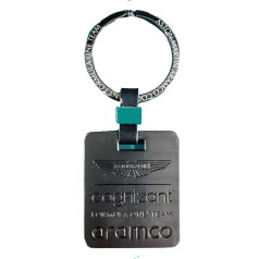 CMC Motorsports Aston Martin Cognizant Aramco F1 Team Square Keyring, Grey, One Size, gray, Unit size