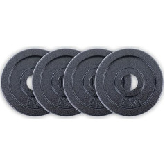 RAMROXX Olympia Weight Plates Set of 4 x 5 kg Cast Iron 20 kg 50 mm Black