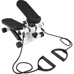 Cocoarm Mini Stepper Machine with Resistance Bands, LCD Display, Mini Stair Stepper for Training, Storage Capacity: 100 kg/220 Lb, Steel Structure (Black/White)