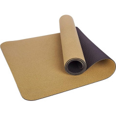 Yoga Mat Made of Cork and Natural Rubber Sustainable - 183 cm x 61 cm x 5 mm - Non-Slip - Wide - Odourless - Fitness, Gym, Exercise, Sports, Sweat-Absorbing