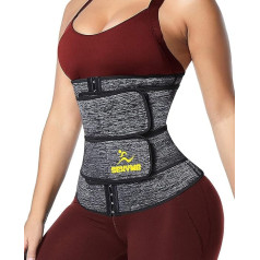SEXYWG Waist Trainer for Women - Sauna Waist Trimmer Slim Shaper Band Girdle Fitness Double Strap Corset Cincher Belly Wrap Grey 46