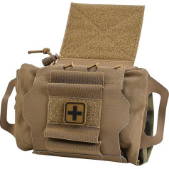 SABADO Rapid Deploy IFAK First Aid Kit Tactical Two Piece System Medical Supply Roll Carrier Hypalon Handle Outdoor Sports Hunting Bag Laminated Mat Fabric, Coyote Brown (hook and loop), Modern