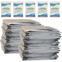 NOVAMEDIC Emergency Foil Mylar Thermal Blankets, 200 Pack, 84 x 52 Inch, Individually Wrapped, Waterproof Survival Blanket for Camping, Outdoor, First Aid Kit and Travel, Lightweight and Compact,