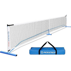 PICKLETECH - Pickleball-Netz 3.0 PRO - Verstärkt - Offizielle 6,7 m - Stahlrahmen - PEHD-Netz - rutschfeste Basis - Tragetasche - Profi Pickleball-Set
