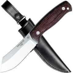 J&V Knife with Fixed Blade for Outdoor Survival Bushcraft Hunting and Fishing, Full Tang, 10 cm Blade, Leather Sheath, Handmade in Spain, Full Tang Knife