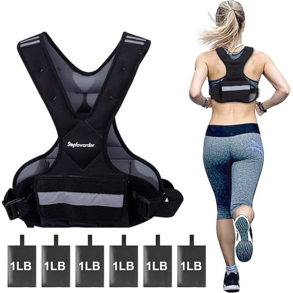 Stepfowarder Weight Vest for Men and Women, Y Style Strength Weight Vest Adjustable 2 to 5 kg with Reflective Stripes, Suitable for Running, Body Training, Jogging, Walking