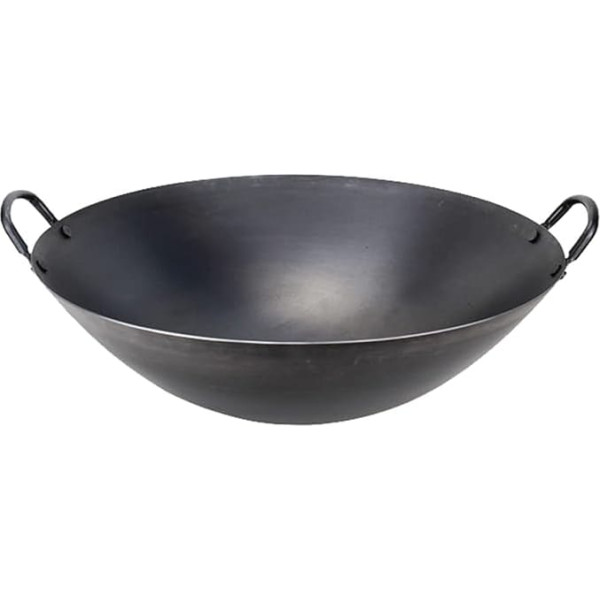 Grand Wok en fer, Les Chefs d'hôtels commerciaux utilisent la poêle, le Fond Rond du Wok N'est pas revêtu, 43 x 43 x 13 cm