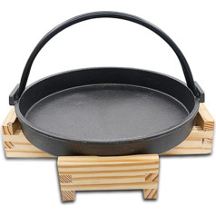 Hot Pot aus Gusseisen, japanische Sukiyaki-Kochtöpfe, Suppentopf, Sukiyaki Nabe mit Holzdeckel zum Kochen beim Camping im Freien, 26 cm,26cm