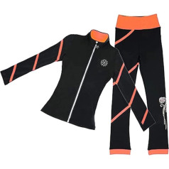 LIUHUO Ice Skate Jacket Pants Set Girls Black Training Clothes Skating Top Leggings