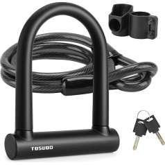 TOSUOD Oversized Bike U Lock Heavy Duty Anti-Theft Bike Lock with 48 Inch Steel Cable Bicycle U Lock with Keys Holder for Road Mountain Electric Folding Bike
