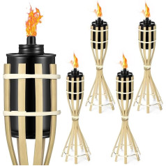 Wonderjune Bamboo Torches Outdoor Weather Resistant Coated Torch Garden Outdoor Torches Backyard Natural Patio Torch for Home Tropical