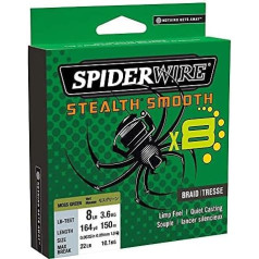 Spiderwire Stealth Smooth 8 Blue Camo, 8-Way Braided Line with Micro Coating, 150 m, 0.06 mm - 0.39 mm, 5.4 kg - 46.3 kg (150, 0.19 mm - 18.0 kg)