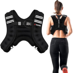 PowerPrime® - Gewichtsweste 5 kg verstellbar, Unisex für Damen und Herren, Neopren-Material, reflektierende Streifen, Netztasche, ideal für Laufen, HIIT und Krafttraining