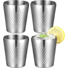 BORDEAG Stainless Steel Cups, Pack of 4, 300 ml, Stackable, Camping, Outdoor