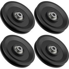 MiXiZigoz 115 mm Universal Nylon Lager Riemenscheibe Rad Ersatz Kompatibel mit Kabelmaschine Home Gym Garagentor Riemenscheibensystem Gewichtsmaschine Fitnessgeräte (Schwarz, 4 Stück)