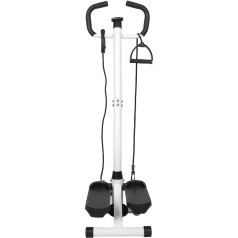 Willonin Household Stepper, Hydraulic Stepper Set, LCD Display (Time, Calories, etc.), with Bar Armrest + Training Rope, Silent (Black and White)