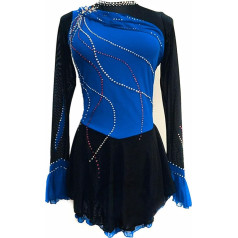 Rinkhockey Eiskunstlaufkleid for Mädchen, Langärmelig, Glänzend, Professionell, Handgefertigt, Maßgeschneidertes Wettbewerbs-Performance-Kostüm